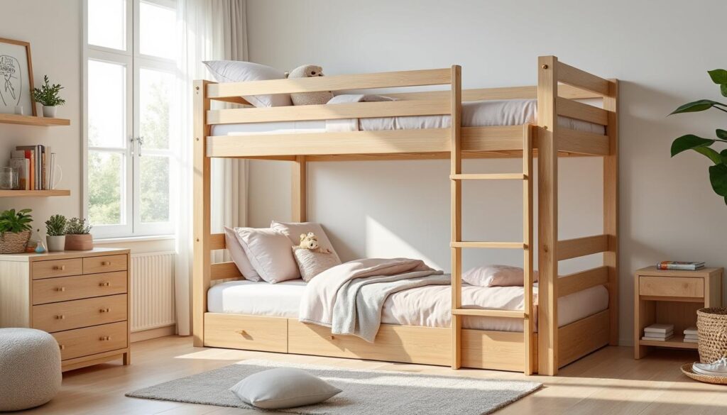sicheres und platzsparendes etagenbett für kinder gestalten – praktische tipps und kreative ideen für ein kindgerechtes und funktionales kinderzimmer.